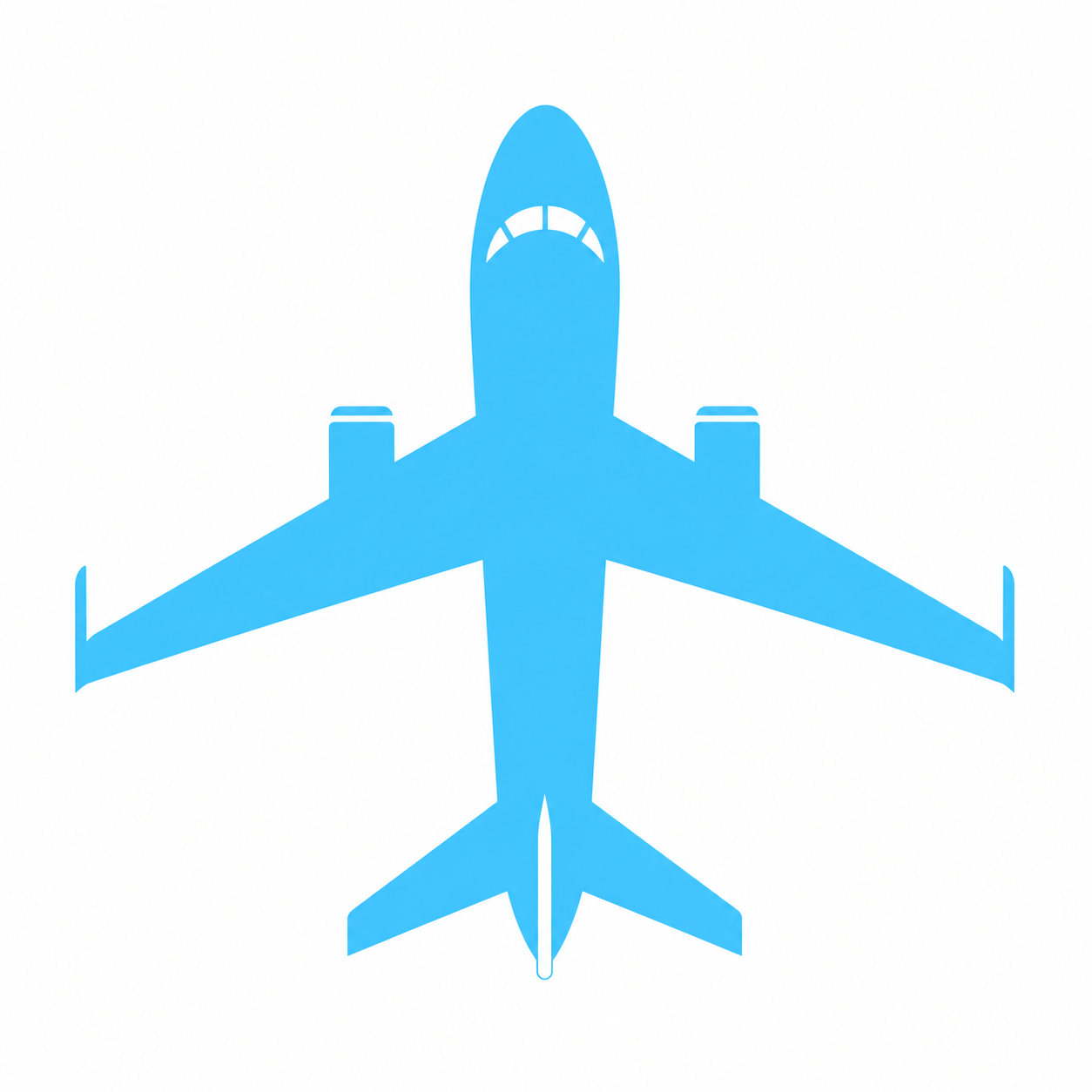 Blue Sky Plane Icon on White Background