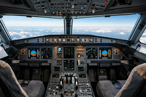 high quality image from inside the cockpit of a commercial plane-1